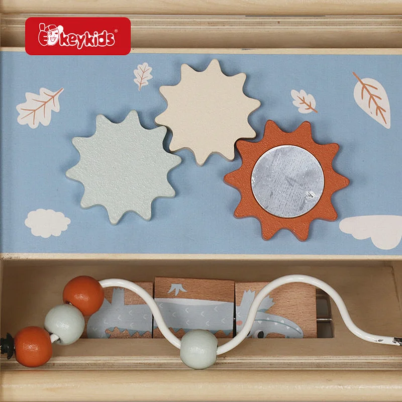 Educational Wooden Triangle Activity Cube for Toddlers and Kids W12D750